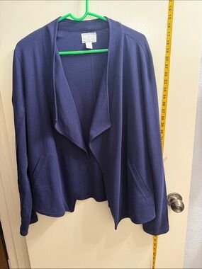 Caslon Navy Open-Front Draped Knit Blazer